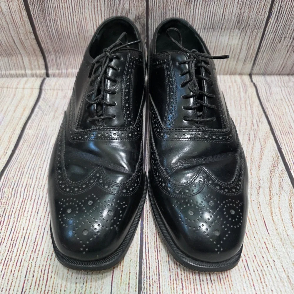 Florsheim Men Black Leather Wingtip Oxford Brogue Dress Shoes 1706601 Size 9.5 D
